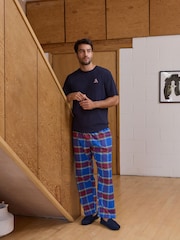 Blue Tartan - طقم من بيجامة مربعات بكُم قصير - صورة 4 من 7