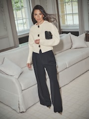Lipsy x Gemma Owen Cream Cocoon Sleeve Knitted Jumper - Image 4 of 6