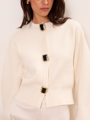 Lipsy x Gemma Owen Cream Cocoon Sleeve Knitted Jumper - Image 5 of 6