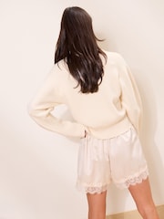 Lipsy x Gemma Owen Cream Cocoon Sleeve Knitted Jumper - Image 6 of 6