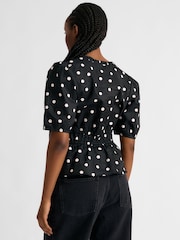 Albaray Large Spot Elastic Waist Black Top - Image 2 of 5