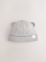Grey / Cream Rib Baby Beanie Hats 2 Pack - Image 5 of 7