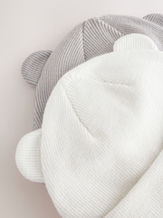 Grey / Cream Rib Baby Beanie Hats 2 Pack - Image 6 of 7