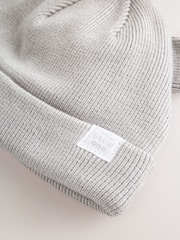 Grey / Cream Rib Baby Beanie Hats 2 Pack - Image 7 of 7