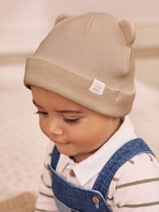 Neutral / Tan Rib Baby Beanie Hats 2 Pack - Image 2 of 7