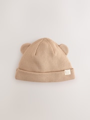Neutral / Tan Rib Baby Beanie Hats 2 Pack - Image 5 of 7