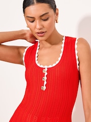 Lipsy Red Tipped Scallop Detail Knitted Vest - Image 3 of 5
