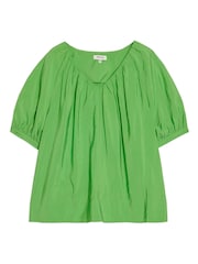Albaray Green Air Flow V-Neck Gathered Top - Imaginea 4 din 4