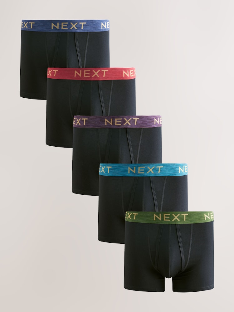 Green/Orange Marl Waistband - 5er-Pack - Boxershorts mit hohem Baumwollanteil und A-Front im 5er-Pack - Bild 1 von 9