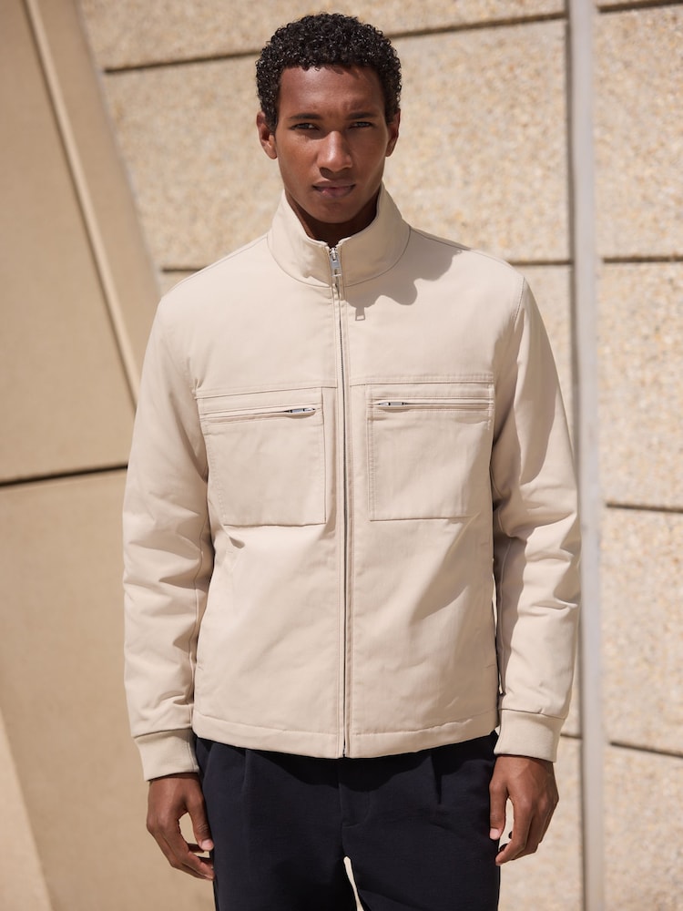 Piatră - Jacketutilitară din twill căptușit, rezistentă la ploi - Imaginea 1 din 6 Piatră - Jacketutilitară din twill căptușit, rezistentă la ploi - Imaginea 1 din 6
