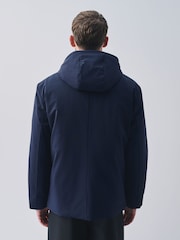 Navy Showerproof Hooded Coat With Brushed Lining - Image 3 of 12