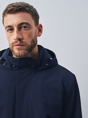 Navy Showerproof Hooded Coat With Brushed Lining - Image 4 of 12