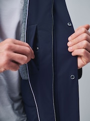 Navy Showerproof Hooded Coat With Brushed Lining - Image 5 of 12