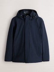 Navy Showerproof Hooded Coat With Brushed Lining - Image 7 of 12