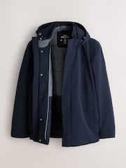 Navy Showerproof Hooded Coat With Brushed Lining - Image 8 of 12