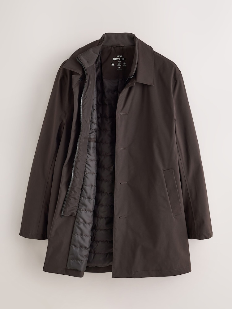 Brown Shower Resistant Padded Funnel Neck Coat - Image 2 of 5 Brown Shower Resistant Padded Funnel Neck Coat - Image 2 of 5