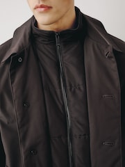 Brown Shower Resistant Padded Funnel Neck Coat - Image 6 of 13