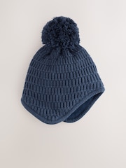 Navy Blue Knitted Trapper Baby Hat - Image 1 of 4