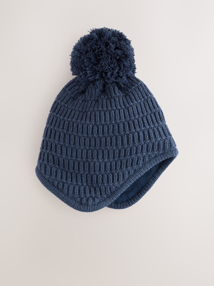 Navy Blue Knitted Trapper Baby Hat - Image 1 of 4