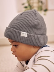 Grau - Gestrickte Beanie-Babymütze - Bild 1 von 5