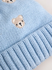 Blue Embroidered Knitted Baby Hat With Pom - Image 6 of 6