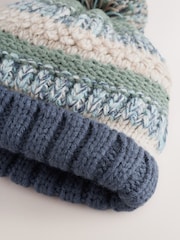 Mineral Stripe Knitted Baby Hat With Pom - Image 5 of 6