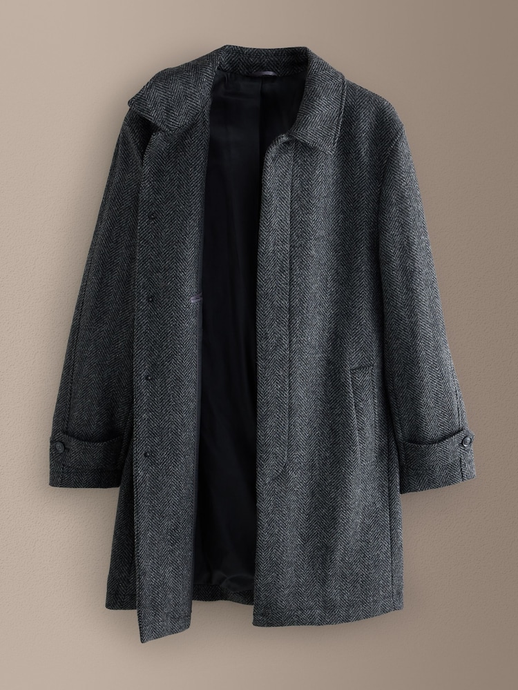Grå - Signature Abraham Moon Herringbone Wool Mac Coat - Bild 2 av 5 Grå - Signature Abraham Moon Herringbone Wool Mac Coat - Bild 2 av 5
