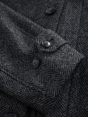Grå - Signature Abraham Moon Herringbone Wool Mac Coat - Bild 4 av 5
