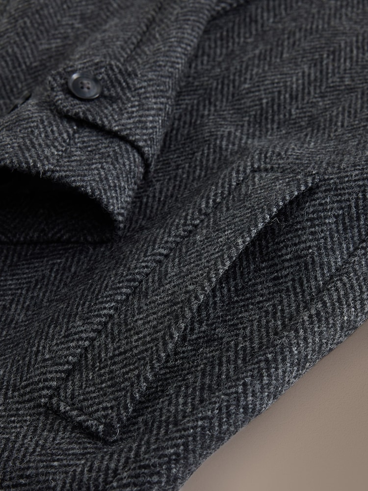Grå - Signature Abraham Moon Herringbone Wool Mac Coat - Bild 5 av 5 Grå - Signature Abraham Moon Herringbone Wool Mac Coat - Bild 5 av 5