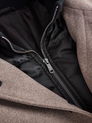 Oatmeal Wool Blend Mock Gilet Herringbone Padded Coat - Image 4 of 6