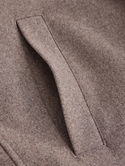 Oatmeal Wool Blend Mock Gilet Herringbone Padded Coat - Image 5 of 6