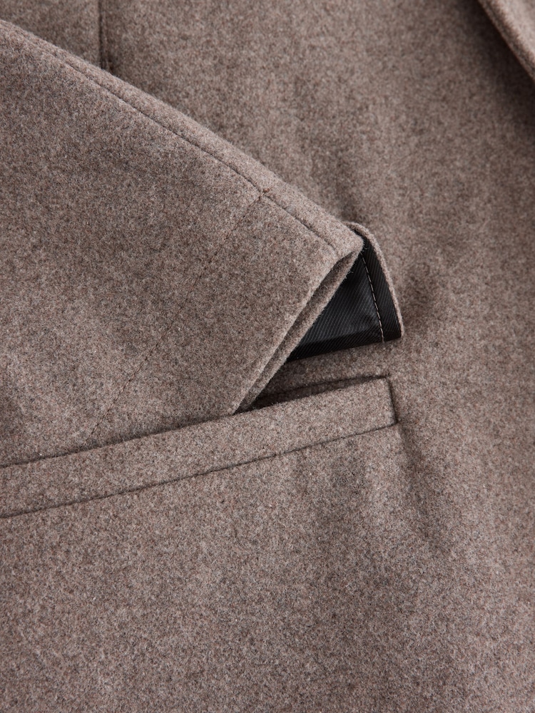 Oatmeal Wool Blend Mock Gilet Herringbone Padded Coat - Image 6 of 6