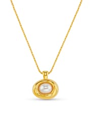 Orelia London Gold Tone Tone Statement Molten Pearl Necklace - Image 2 of 5