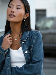 Orelia London Gold Tone Tone Statement Molten Pearl Necklace - Image 4 of 5