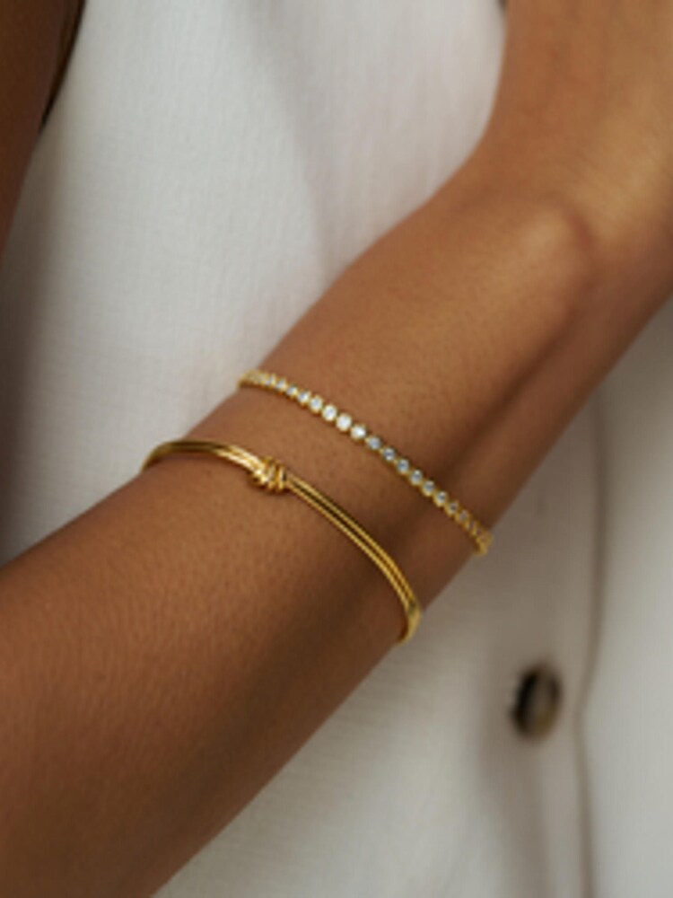 Orelia London Gold Tone Tone Linear Knot & Crystal Wrist Stacking Set - Image 2 of 3 Orelia London Gold Tone Tone Linear Knot & Crystal Wrist Stacking Set - Image 2 of 3