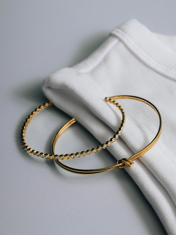 Orelia London Gold Tone Tone Linear Knot & Crystal Wrist Stacking Set - Image 3 of 3 Orelia London Gold Tone Tone Linear Knot & Crystal Wrist Stacking Set - Image 3 of 3