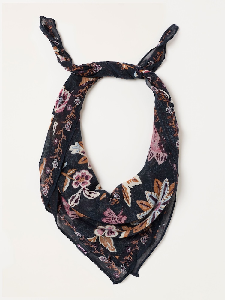 FatFace Navy Vintage Floral Printed Square Scarf - Image 1 of 3 FatFace Navy Vintage Floral Printed Square Scarf - Image 1 of 3