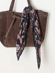 FatFace Navy Vintage Floral Printed Square Scarf - Image 3 of 3