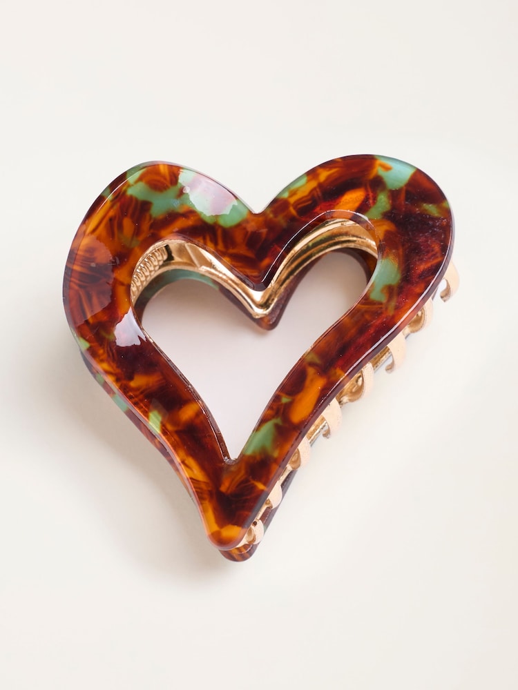 FatFace Metal Resin Heart Claw Clip - Obraz 1 z 2