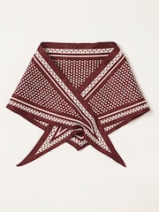 FatFace Burgundy Red Polka Dot Triangle Square Scarf - Image 1 of 3