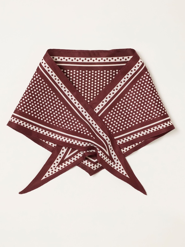 FatFace Burgundy Red Polka Dot Triangle Square Scarf - Image 1 of 3 FatFace Burgundy Red Polka Dot Triangle Square Scarf - Image 1 of 3
