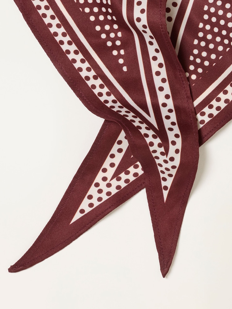 FatFace Burgundy Red Polka Dot Triangle Square Scarf - Image 3 of 3 FatFace Burgundy Red Polka Dot Triangle Square Scarf - Image 3 of 3