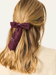 FatFace Burgundy Red Sparkle Hair Bow - Image 1 of 3