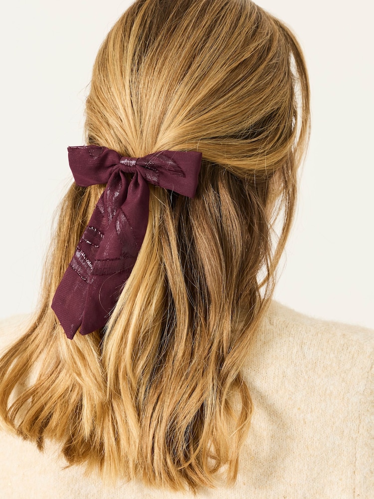 FatFace Burgundy Red Sparkle Hair Bow - Image 1 of 3 FatFace Burgundy Red Sparkle Hair Bow - Image 1 of 3