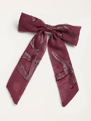 FatFace Burgundy Red Sparkle Hair Bow - Image 2 of 3