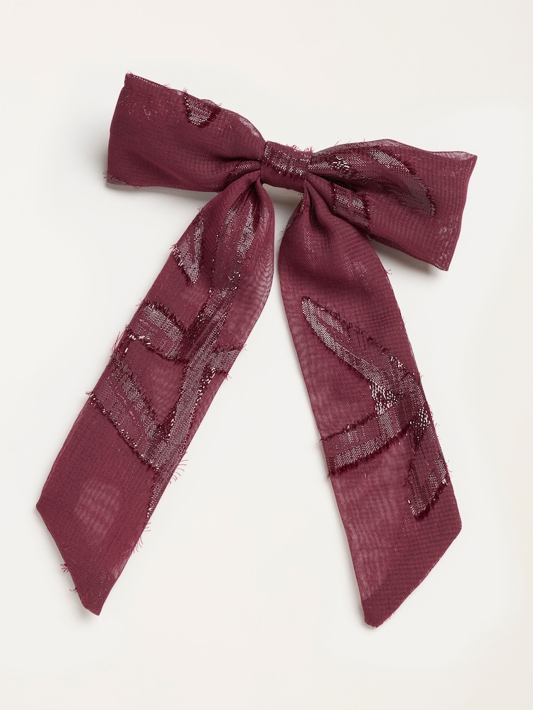 FatFace Burgundy Red Sparkle Hair Bow - Image 2 of 3 FatFace Burgundy Red Sparkle Hair Bow - Image 2 of 3