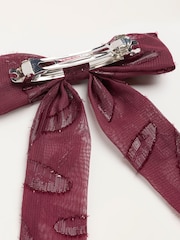 FatFace Burgundy Red Sparkle Hair Bow - Image 3 of 3