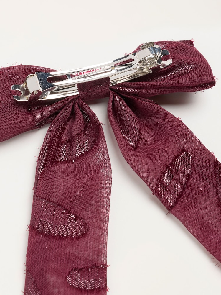 FatFace Burgundy Red Sparkle Hair Bow - Image 3 of 3 FatFace Burgundy Red Sparkle Hair Bow - Image 3 of 3