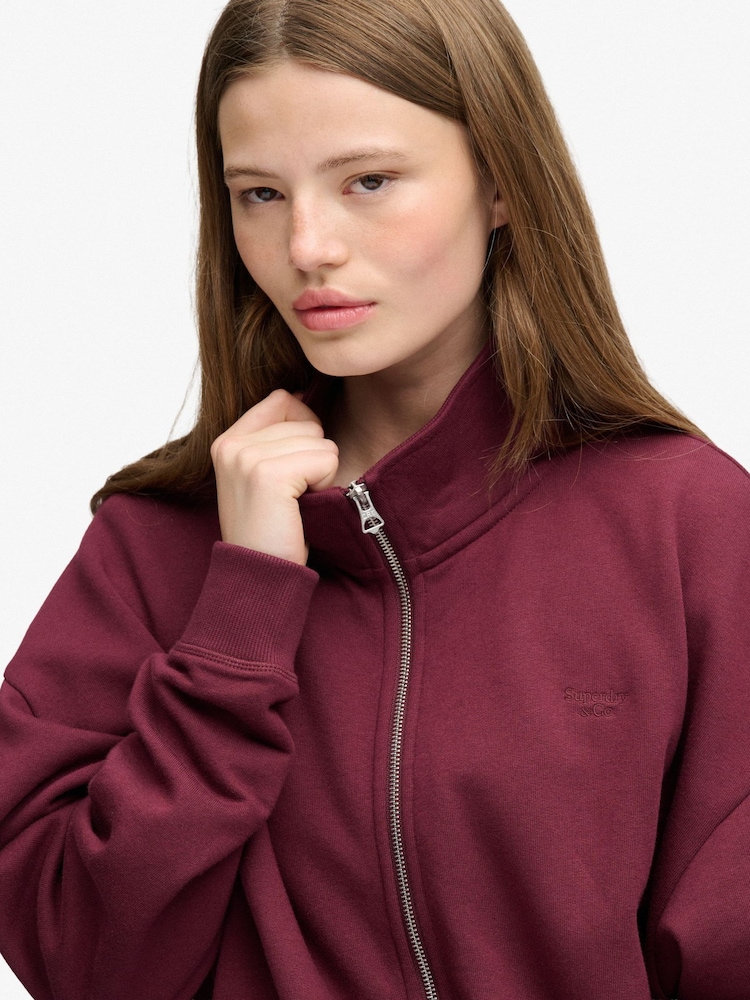 Superdry Red Signature Embroided Oversized Sweat Top - Image 4 of 4