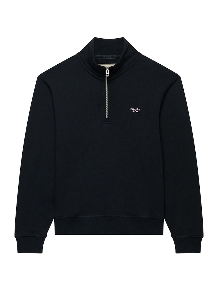 Superdry Blue Signature Emb Half Zip Sweat Top - Image 3 of 3